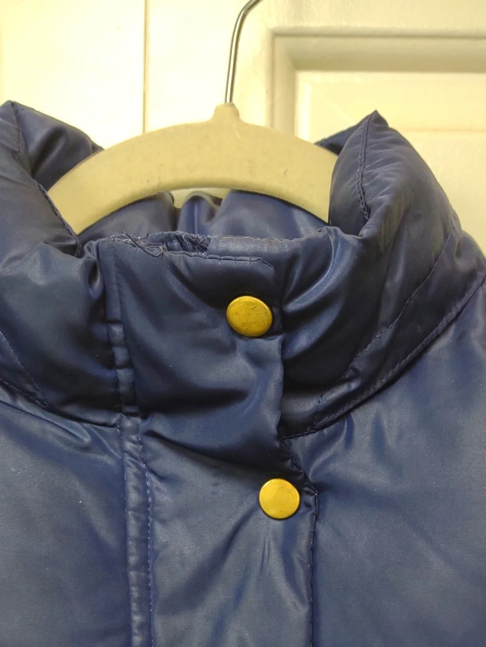 H&M Kids Full Zip Navy Blue Gold Button Snap Detail Front Pockets Puffer Jacket